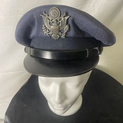 Vintage 1940’s-60’s USAF Air Force Officers Dress Cap/Hat Blue Men's