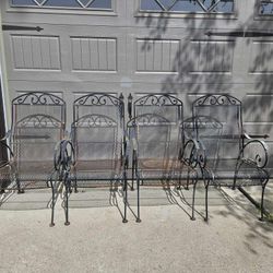 Set of 4 Vintage Wrought Iron Patio Chairs w/ Table