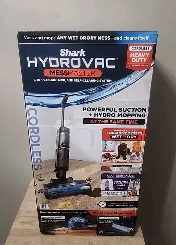 Shark Cordless HYDROVAC Messmaster (VACUUM & Mop) Brand New In Box