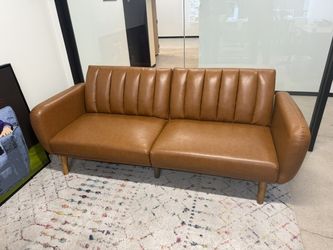 Couch, coffee table, and filing cabinet