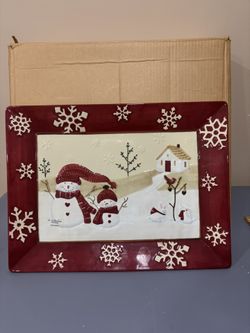 St. Nicholas Square “ Winter Wishes” Large Snowman Platter 