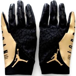Brand New Nike Jordan Knit Football Gloves Black Gold Adult Sizes Medium, Large (They Run Tight, Fit Like a Glove)