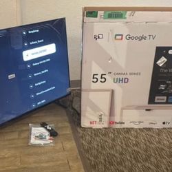 New open box 55 “ google smart tv works greats