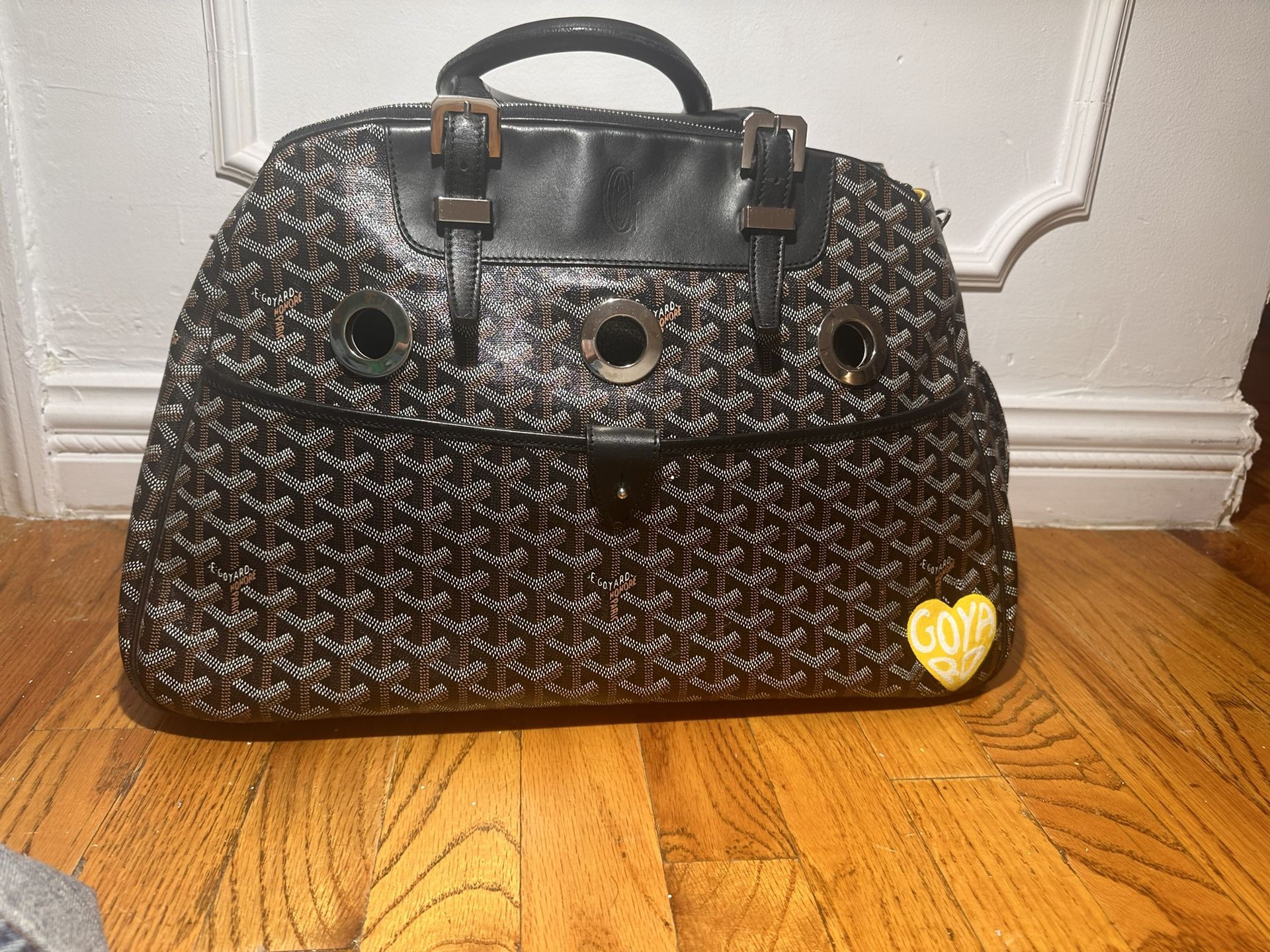 Goyard Black Goyardine Canvas Sac Hulot Pet Carrier Bag. Very Good, Lot  #58109