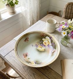 Antique Württemberg Germany Hand-Painted Porcelain Floral Bowl