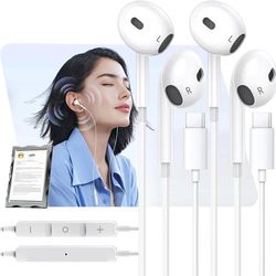 new USB C Headphones for iPhone 17, 2 Pack USB Type C Earbuds HiFi Stereo Noise Earphones reduction with Mic&Volume Control for iPhone 17 16 15, iPad 