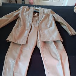 Switzers Genuine Leather (Made In Korea).  Tan 2 Piece pants  suite Size M-12 