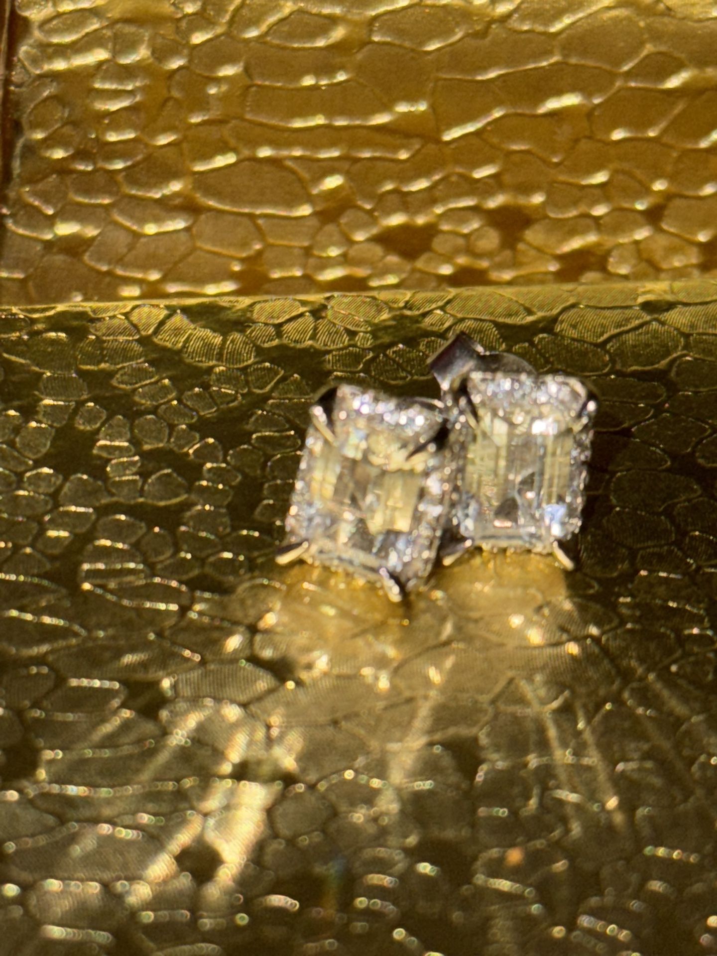 real diamond and sliver square earrings
