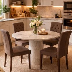 Dining Chairs Set of 4, Upholstered Dining Room Chair with Wooden Legs, Armless Parsons Chairs for Kitchen Dining Room Living Room, Dark Brown