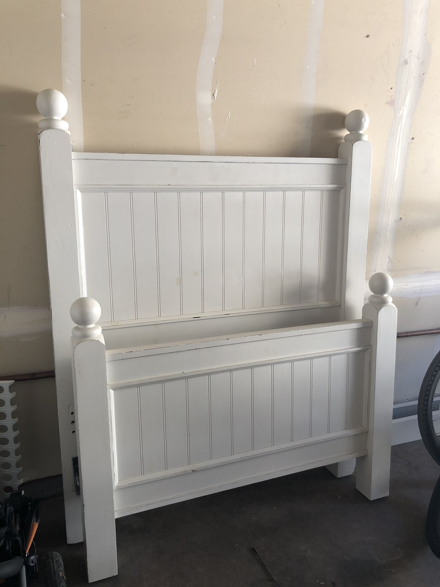 Pottery Barn wood twin bed frame (willing to trade!)