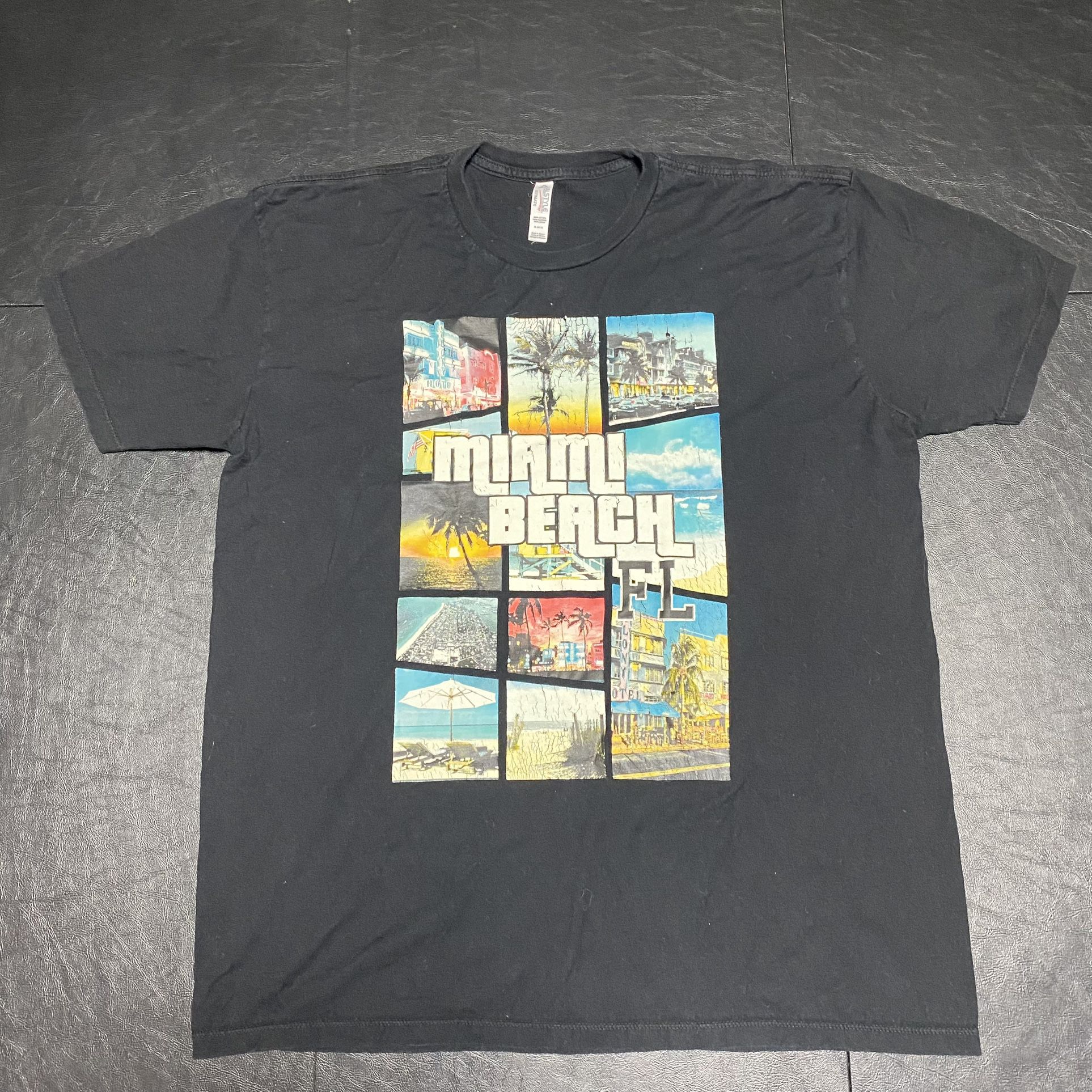 Miami Beach FL Florida Grand Theft Auto Distressed Graphic Shirt