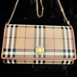 Burberry Check Chain Strap Purse