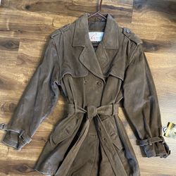 Brand New Womans Vintage Excelled brand Brown Leather Coat Up for Sale  