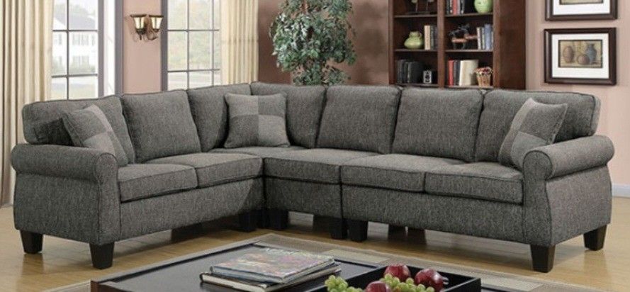 Brand New Grey Sectional Sofa (Pillows Included)