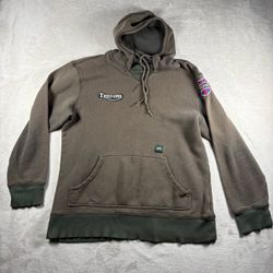 Triumph RVCA Hoodie Men’s XL Brown Pullover Sweatshirt Logo Motorcycle #1A