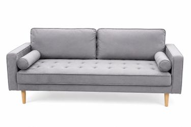🛋️ Modern Light Grey Velvet Sofa – Brand New