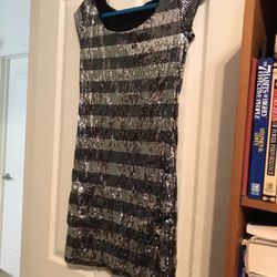 Silver Sequined Dress Medium