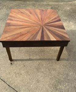 Handmade “sunburst” mid century modern coffee table.
