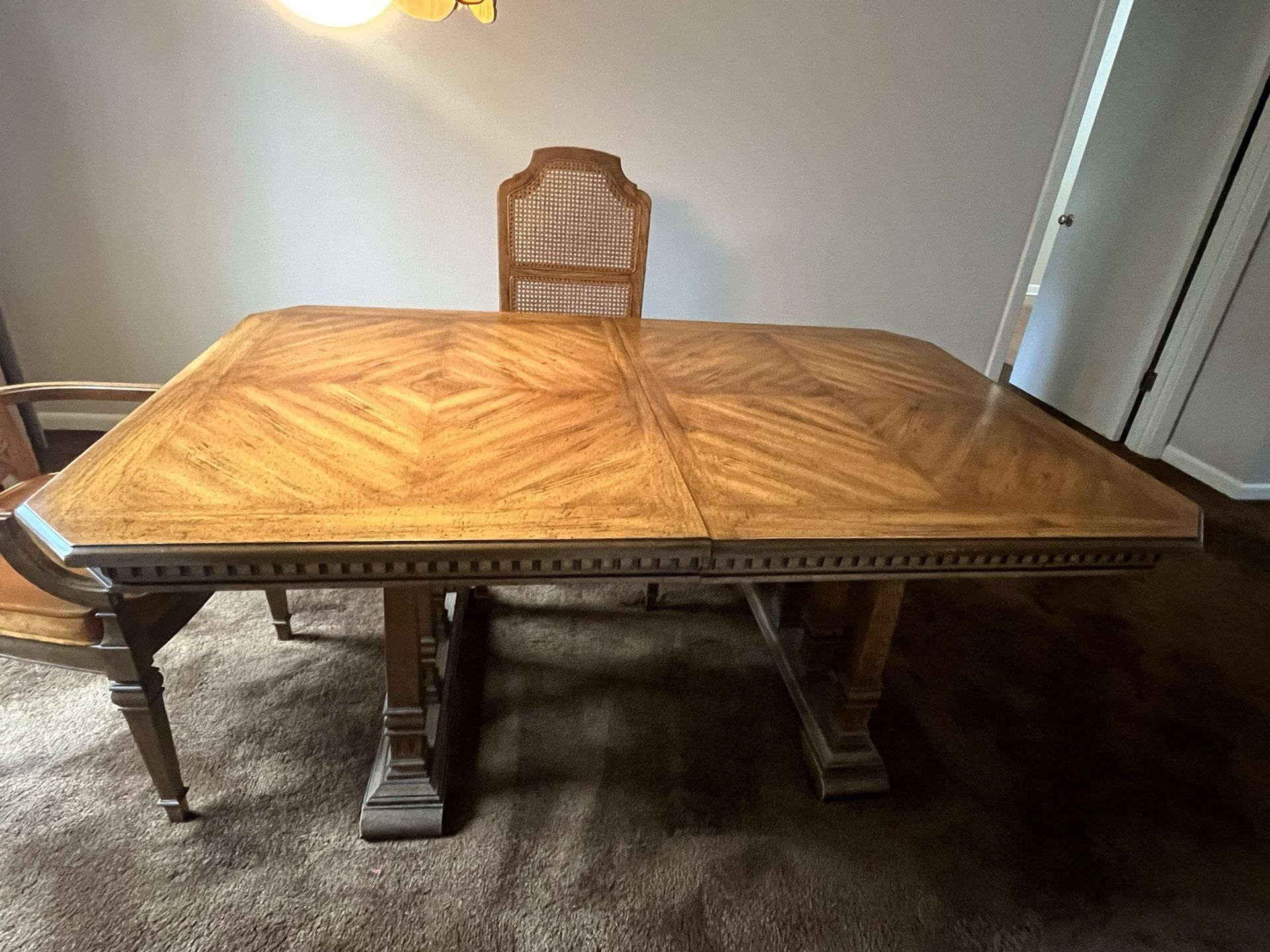 Solid Wood Dining Table With Chairs And Inserts