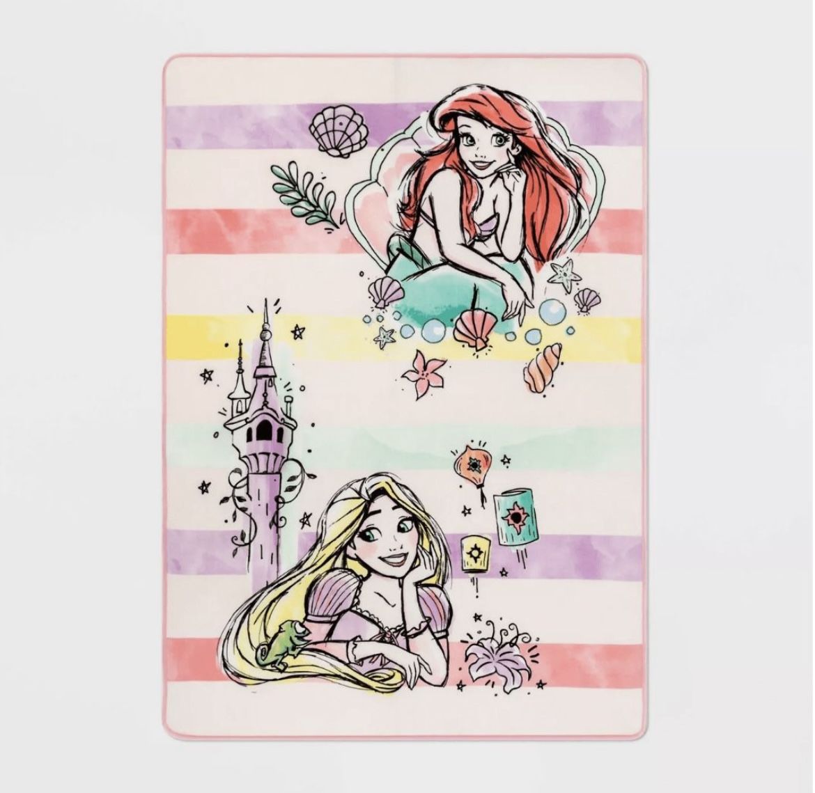 Disney Rapunzel And Ariel Throw Blanket