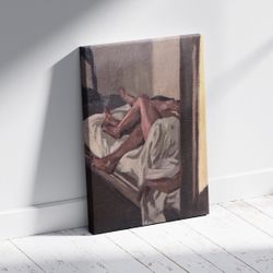 Contemporary Figurative Nude Canvas, Intimate Bedroom Scene Printed on Cotton Canvas for Artistic, Bold and Emotionally Honest Wall Decor