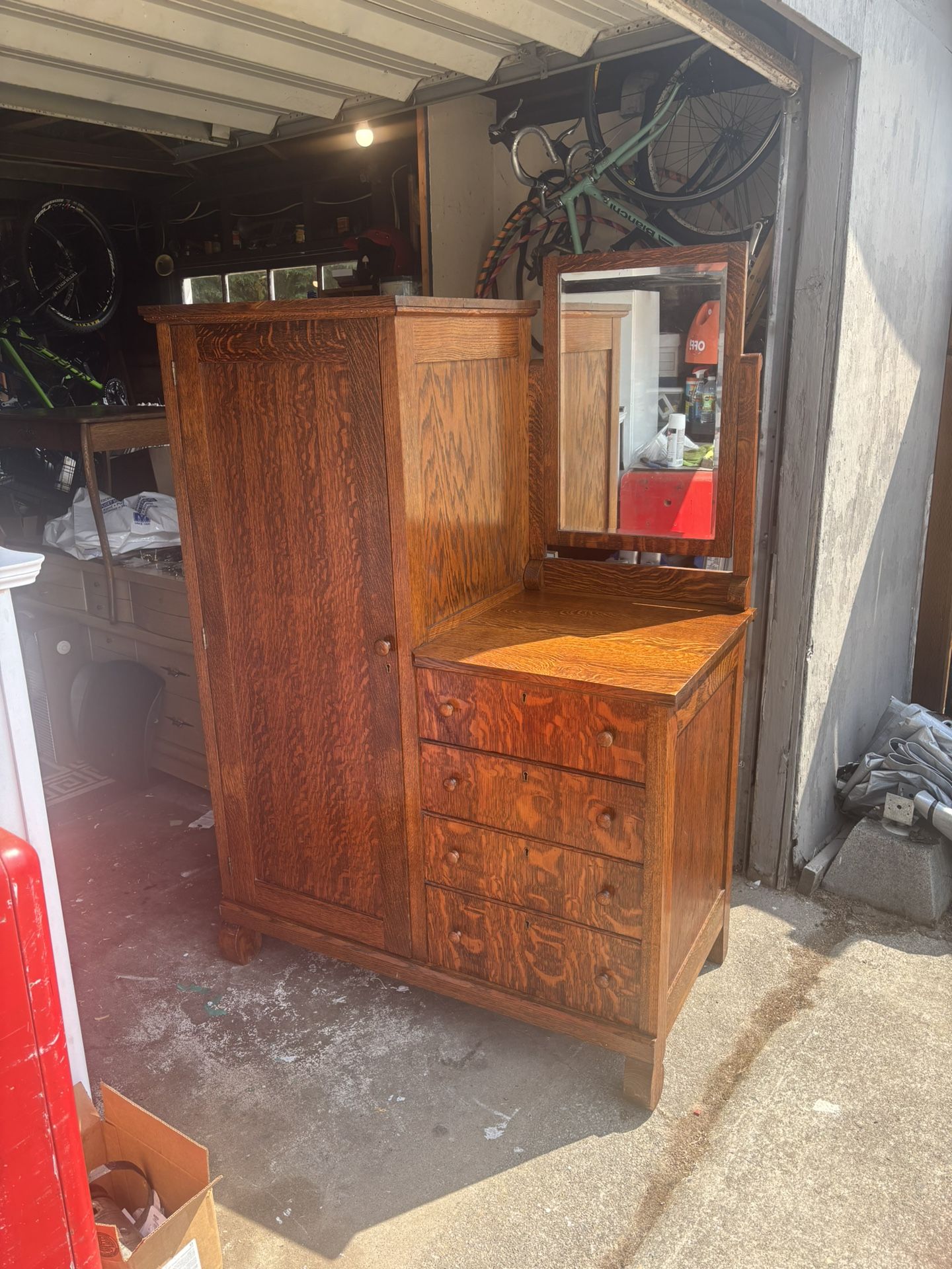 1930s Tiger Oak Chifforobe