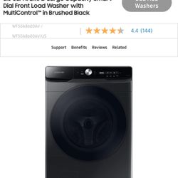 Samsung 5.0 cu. ft. Extra-Large Brushed Black Front Load Washing Machine with Smart Dial and Super Speed, ENERGY STAR