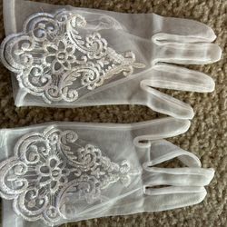 wedding bride lace gloves white 