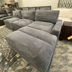 New 3 Piece Modular Sectional Couch with Comfy Wide Chaise! Free Delivery 🚚! 