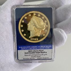 🔥 1849 Liberty Head High Relief Gold Replica – Proof Finish in Display Case