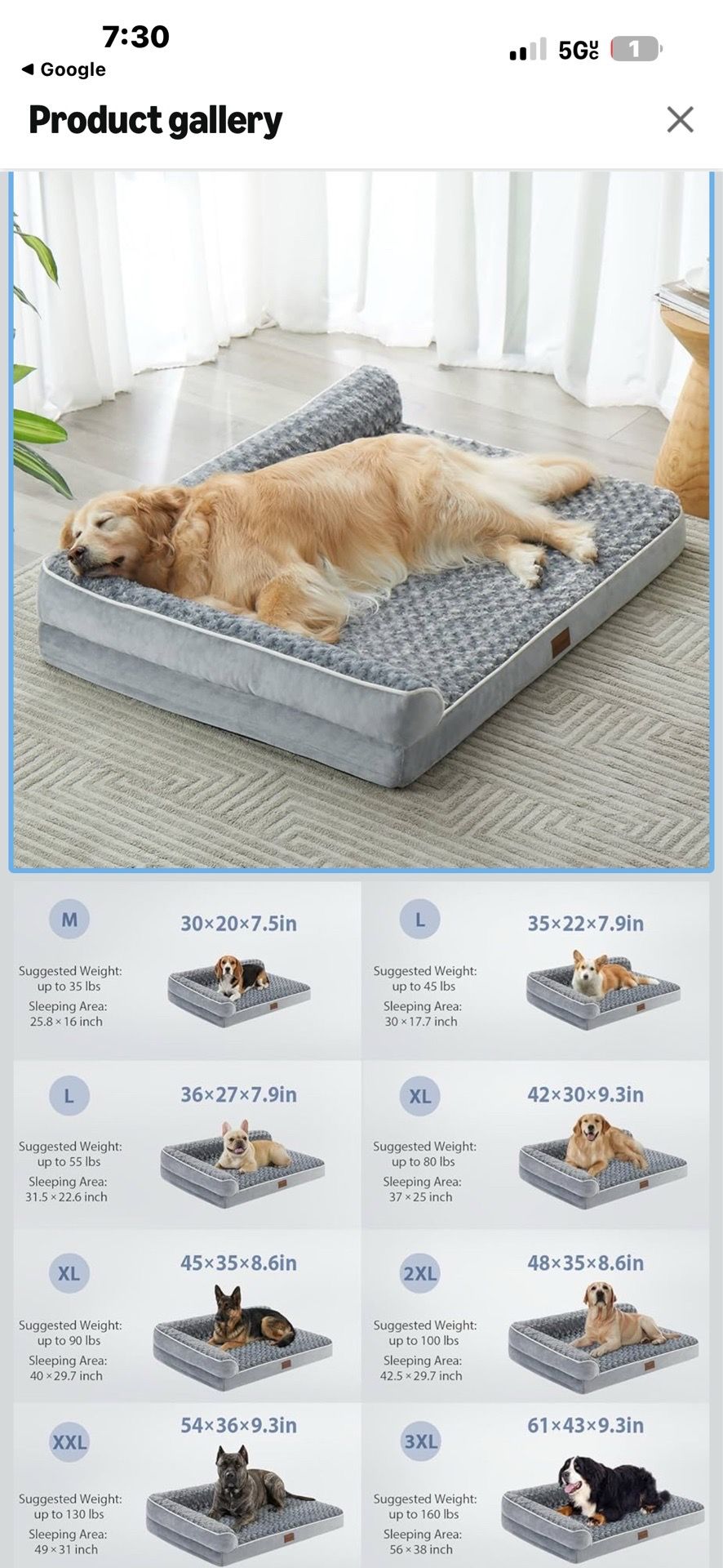 BFPETHOME Orthopedic Dog Beds for Extra Large Dogs, Waterproof Sofa XXL Dog Bed with Sides, Non-Slip Bottom and Egg-Crate Foam Big Pet Couch Bed with