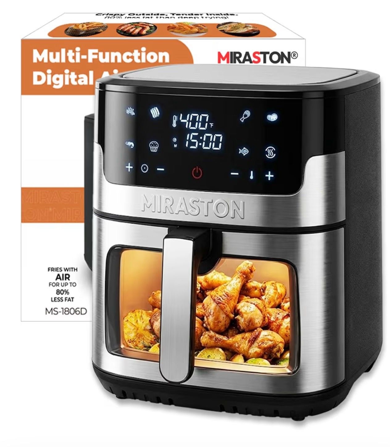 Air Fryer, 8.5QT Family Size Digital Air Fryers, BPA-Free, Smart Touchscreen with 8-Preset, Air Frying, Reheat Leftovers, Party Food, Fast Cooking, Di