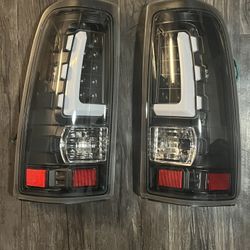 LED Tail Lights Black Chrome 1999 to 2006 Chevy Silverado /Gmc Sierra 1999 to 2002 