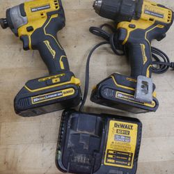 DEWALT CORDLESS DRILL & DCF809 IMPACT DRIVER WITH 2 DCB201 BATTERIES & DCB112 CHARGER 880714-1 