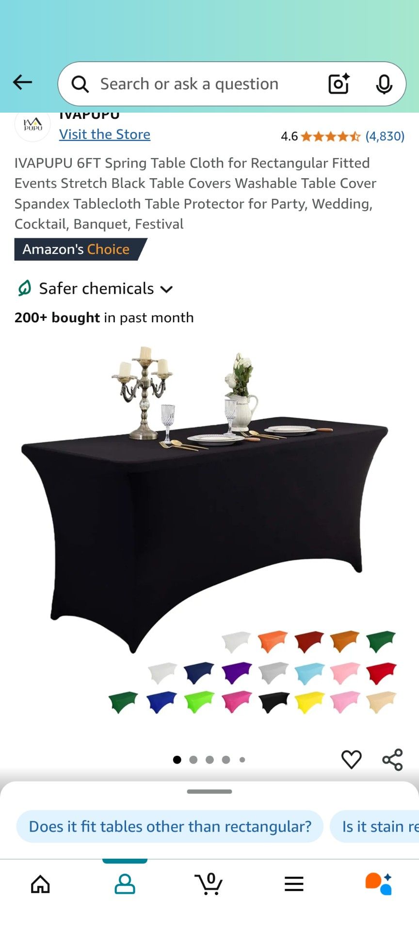 5 Fitted Tablecloths, 6'
