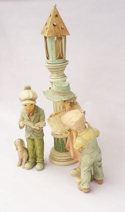 Vintage Mid Century '70 Large High Quality 3 Piece Christmas Carol