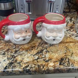 2 Large Santa Mugs