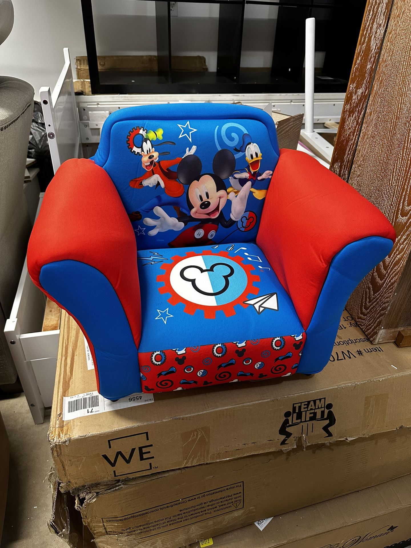 Mickie Mouse Kids Upholstered Chair with Sculpted Plastic Frame