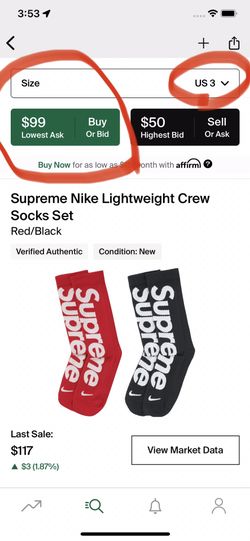 Supreme Nike Lightweight Crew Socks Red