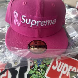 Supreme Breast Cancer Box Logo New Era Hat Pink Size 7 3/8 