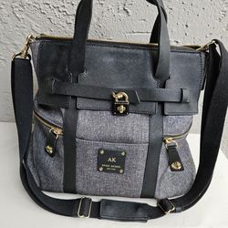 Henri Bendel Large Jetsetter Black Gray Convertible canvas backpack purse GUC
