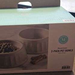 Martha Stewart Pet bowls Never Used Stoneware Tan