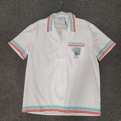Casablanca White Short Sleeve Button-Up Shirt