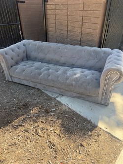 Gray Velvet Chesterfield Tufted Sofa