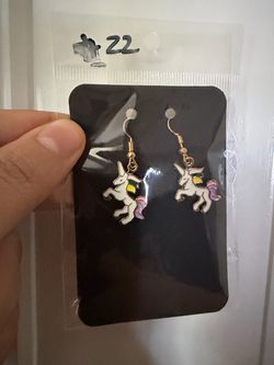 Unicorn Enamel Drop Earrings