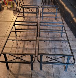 Black metal folding platform bed frame