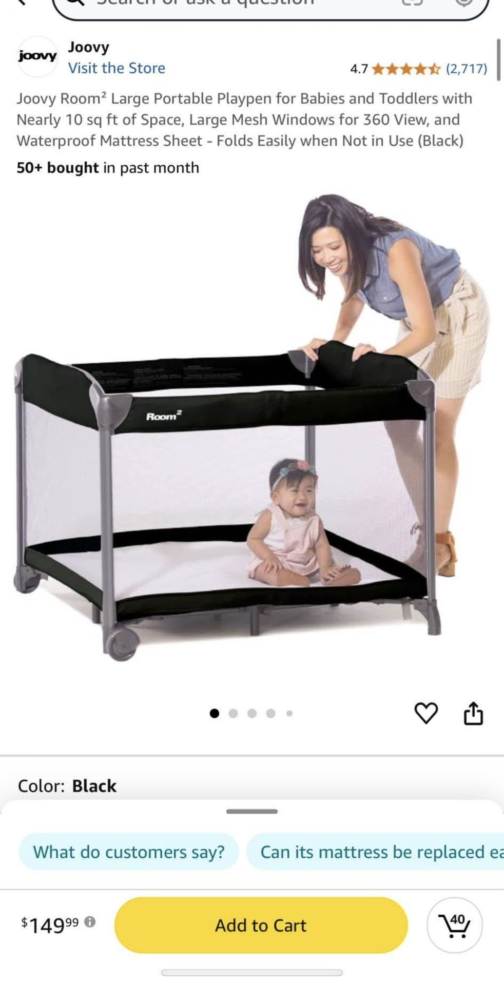 Joovy Room 2 Pack And Play Crib Playpen