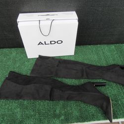 Brand New Aldo Black Knee High Heeled Boots Size 8.5