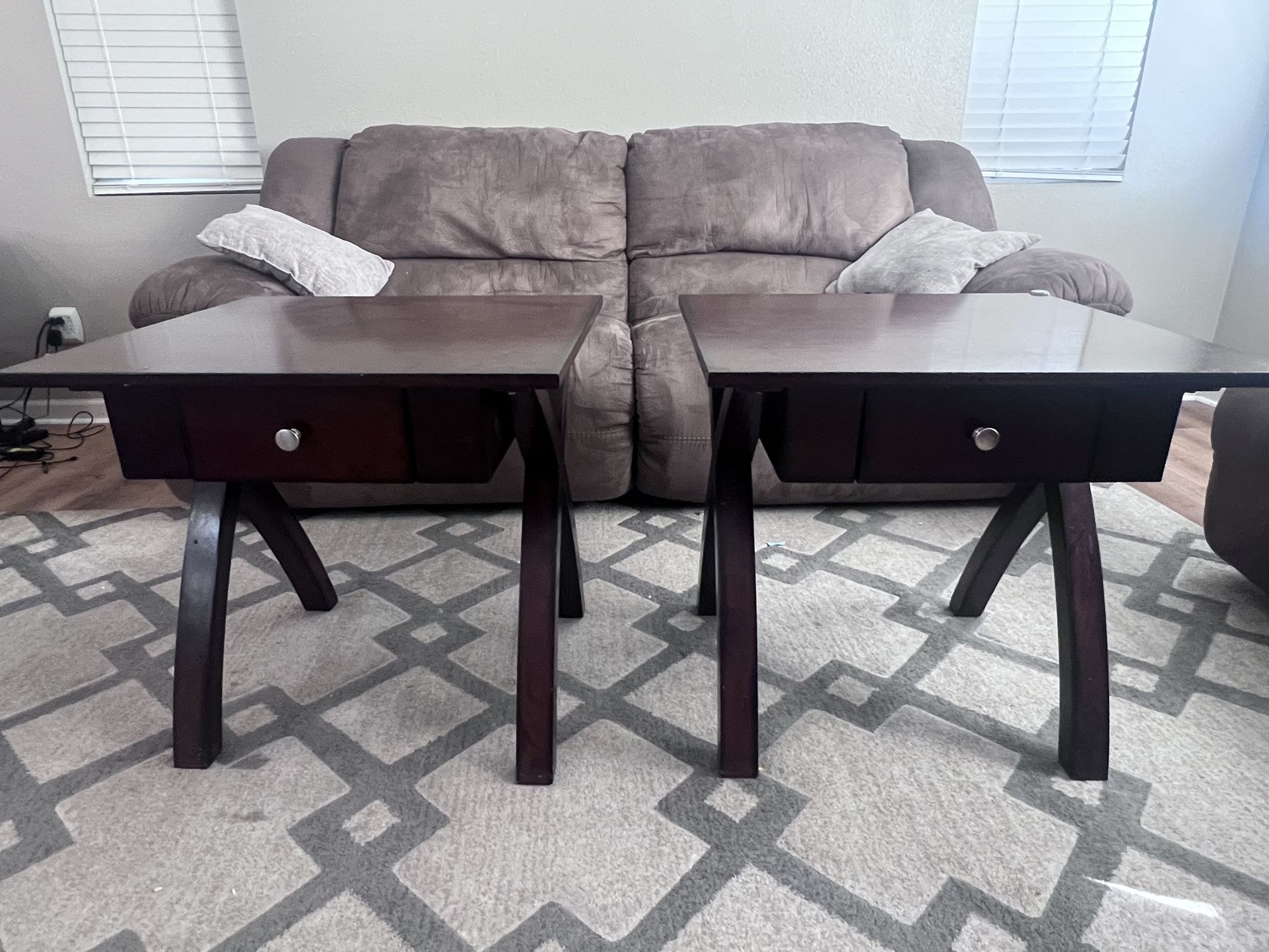 Pair of Real Wood End Tables