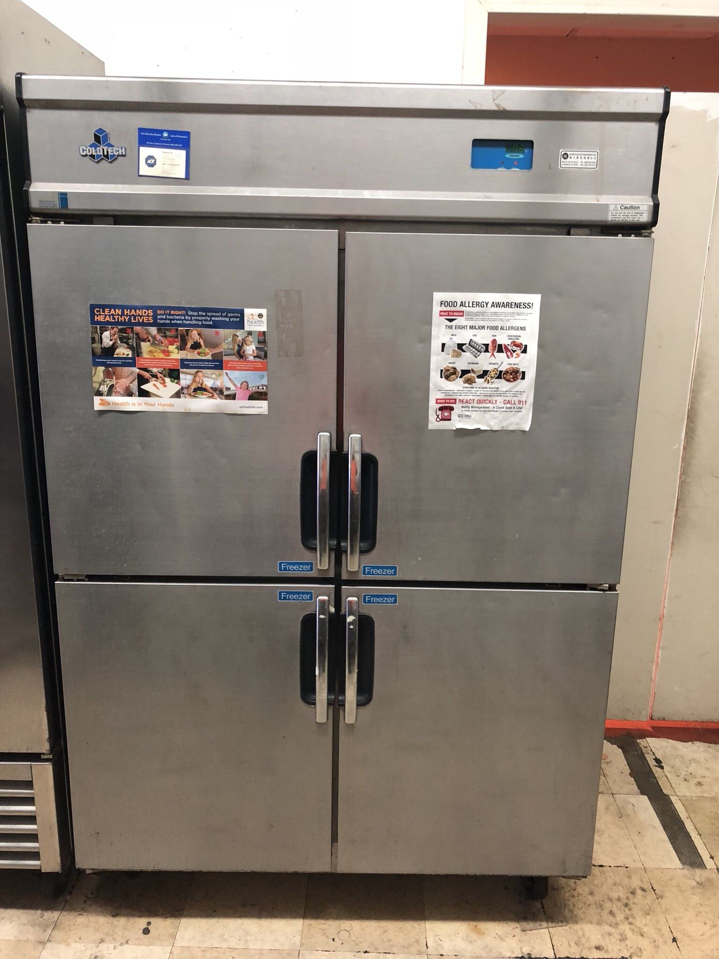 4 half-doors ColdTech commercial kitchen restaurant freezer / refrigerator